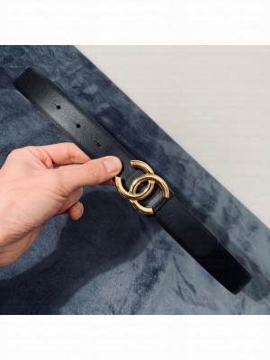 Chanel Reversible Calfskin Belt 30mm with CC Buckle Black/Gold Collection