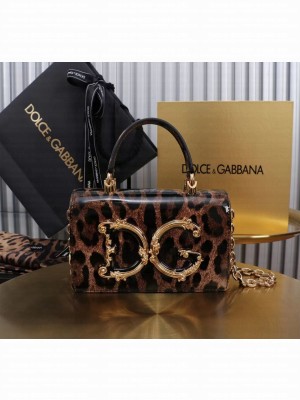 Dolce & Gabbana Patent leather Shoulder Bag G6504 black&brown