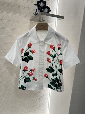 Loewe Short sleeve shirt Rose motifs in cotton