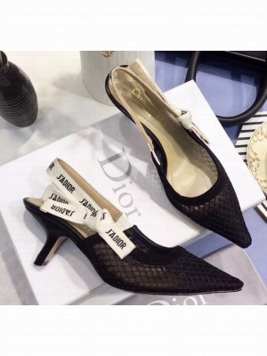 Dior J'Adior Slingback Fishnet Pump With 6.5cm Heel Black 2020 Collection
