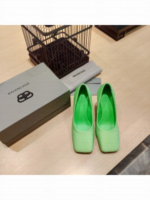 BALENCIAGA HEEL 8.5CM VOID D'ORSAY PUMPS LEATHER GREEN 2022