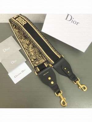 Dior Toile de Jouy motif Embroidered Shoulder Strap Black