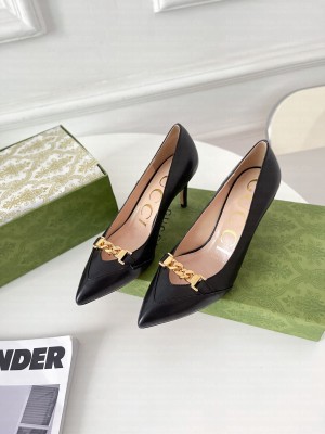Gucci Women's lambskin with Chain 75mm Pumps Black 2021 Collection