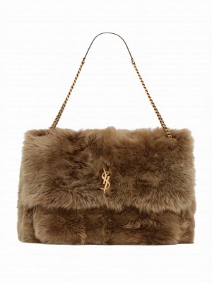 Saint Laurent Niki Oversized In Shearling Coffee