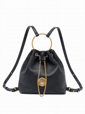 Chloe Small Bracelet Backpack In Grained Leather Black