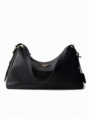 Prada Imee Large Leather Shoulder Bag 1BC228 Black