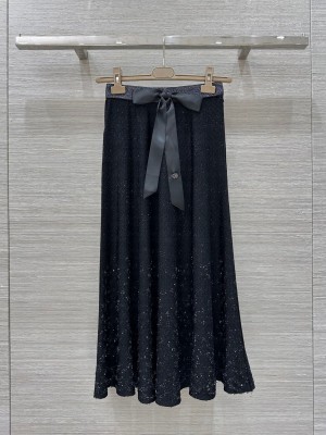 Chanel Skirt/Dress with Sequins and Bow Black 2025