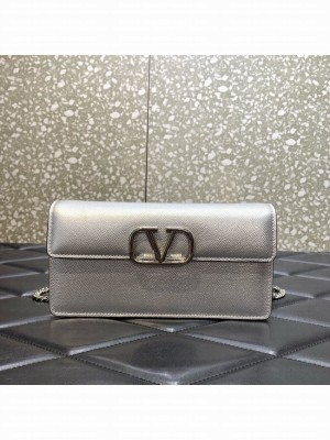 VALENTINO Garavani Rockstud Calfskin Chain bag 0S93VL silver