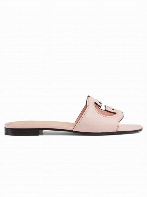 Gucci Women's Interlocking G Cut-Out Slide Sandal 694451 Light Pink