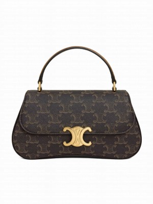 Celine Teen Celine Lola In Triomphe Canvas And Calfskin Coffee