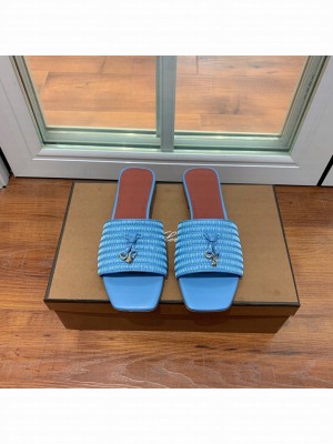 Loro Piana Sprightly Charms Sandals Lambskin 2022 Collection,Sky Blue