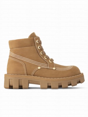 Louis Vuitton Unisex LV Checker Ankle Boot 1ACN8D Apricot