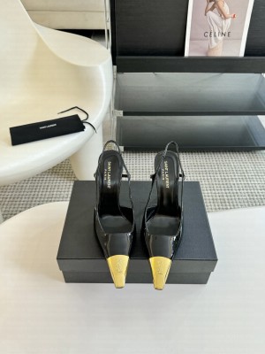 Saint Laurent Jeanne Slingback Pumps In Patent Leather 