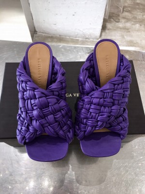 Botteg Veneta BOARD Purple Lambskin Woven 90mm Heel Slide Sandals 2020