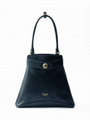 Prada Carey Medium Leather Tote Bag 1BG567 Black