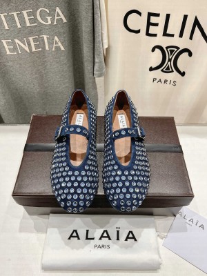 Alaïa BALLET FLATS IN STRASS LAMBSKIN Blue 2025