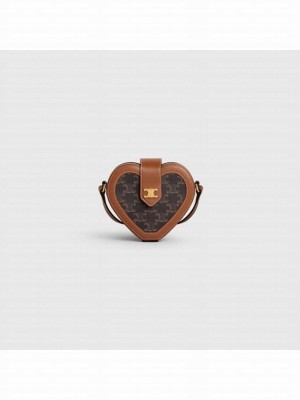 CELINE ENVELOPPE BAG IN TRIOMPHE CANVAS AND CALFSKIN 198212 TAN