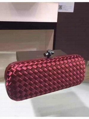Bottega Veneta stretch knot clutch 8651# burgundy