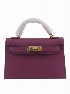 Hermes Kelly Bag 19 Epsom Leather Purple