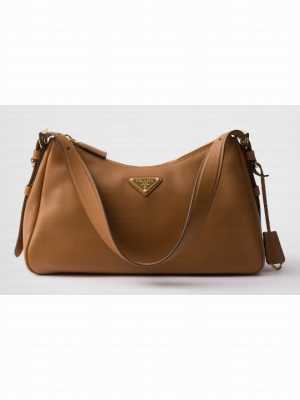 Prada Aimee medium leather shoulder bag 1BC229 Caramel