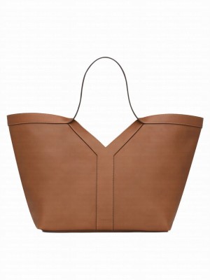 Saint Laurent Y Leather Tote Bag Coffee