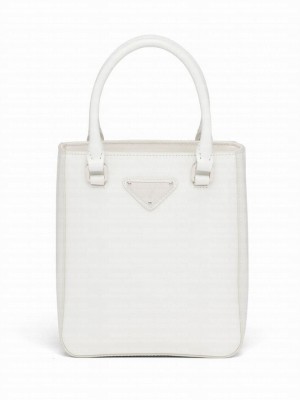 Prada Small Brushed Leather Tote 1BA331 Cream