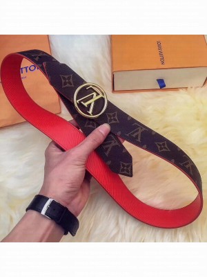 Louis Vuitton Monogram Canvas & Red Epi Leather Belt 3.5cm Width Collection