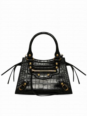 Balenciaga Neo Classic Xs Handbag Crocodile Embossed Black