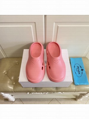 Prada Unisex Foam Rubber Mules 2022 Collection,Pink