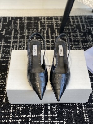 TOTEME Classic croco-embossed slingbacks black