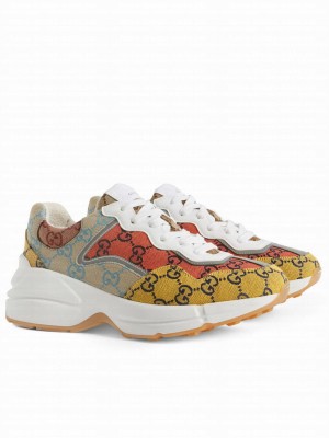 Gucci Unisex Rhyton GG Multicolor Sneaker Yellow