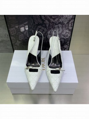 Christian Dior pointed toe 7.5cm Patent Leather Pumps White