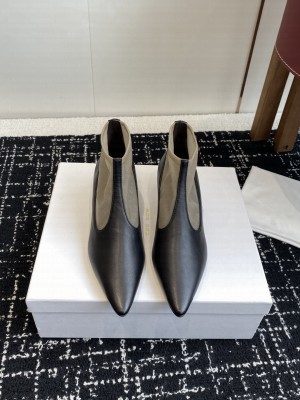 The Row Mesh and leather 35mm Heel Ankle boots Black