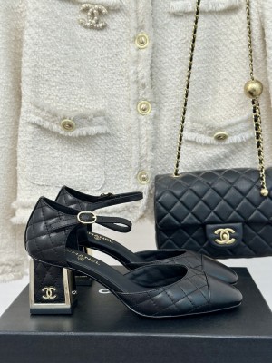 Chanel Women's Quilted Lambskin Mary Janes Pumps G45235 Black 2024