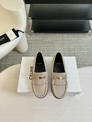 CELINE LUCO LOAFER WITH FRINGES IN CALFSKIN GRAY