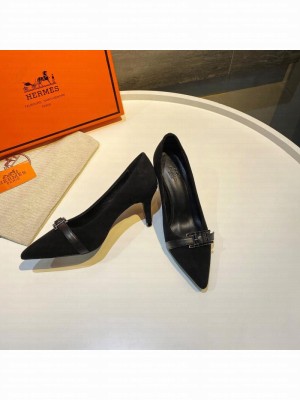 Hermes Blush 40 Black suede goatskin with "Hapi" buckle. 2021 Collection
