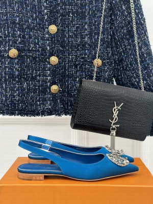 Louis Vuitton LV Initials accessory Satin Slingbacks Flat Blue