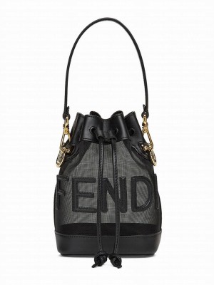 Fendi Leather And Mesh Mini-Bag 8BS010 Black