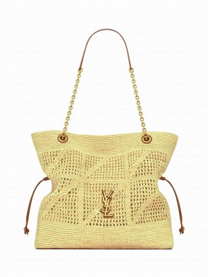 Saint Laurent Jamie Shopping In Raffia Apricot