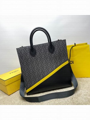 Fendi x FRGMT brown FF fabric bag Shopper F7678 black