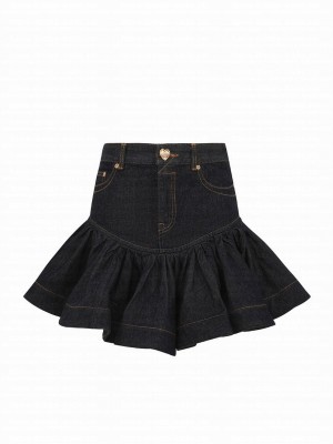 Zimmermann Women's Crush Denim Frill Mini Skirt Black