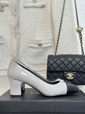 Chanel Patent Leather 6cm Pumps G45053 Grey 2023