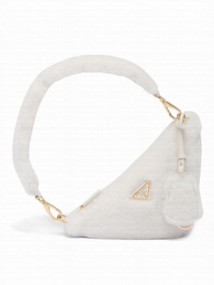Prada Shearling Mini-bag 1BC543 Cream