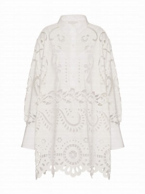 Valentino Women's Broderie Infinie Waves Short Dress White