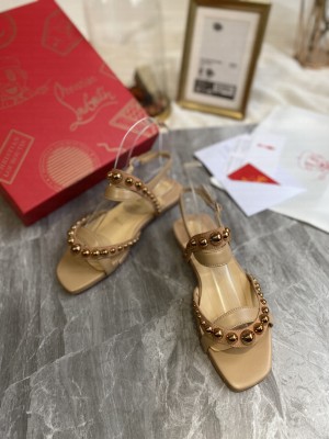 Christian Louboutin Studded Beige Flat slippers 2021 Collection