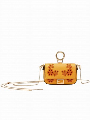 Fendi Nano Baguette Nappa Leather Charm 7AR844 Orange