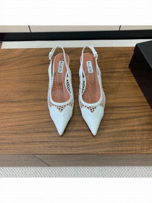 Alaïa LE CŒUR SLINGBACKS IN FISHNET WHITE