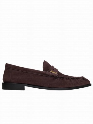 Saint Laurent Women's Le Loafer Penny Slippers In Suede Mauve
