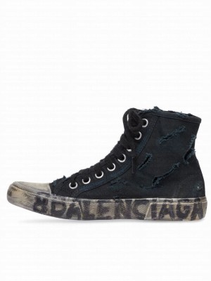 Balenciaga Unisex Paris High Top Trainers Full Destroyed Black