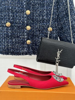 Louis Vuitton LV Initials accessory Satin Slingbacks Flat Red